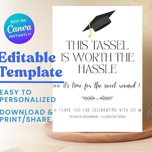 Graduation Dessert Table Sign | Candy Bar Sign  |  Printable Graduation Treat Table Sign | Editable Graduation | Graduation Party Decoration