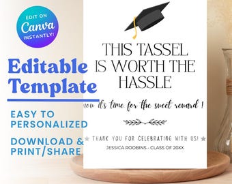 Graduation Dessert Table Sign | Candy Bar Sign  |  Printable Graduation Treat Table Sign | Editable Graduation | Graduation Party Decoration