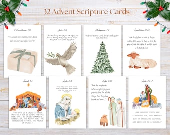 32 Advent Scripture Cards: Christian Family Christmas Countdown (PDF), Advent Scripture Cards for Kids, Printable Christmas Countdown