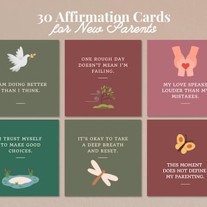 Tarjetas de Afirmaciones para Nuevos Padres / 30 Afirmaciones Positivas Imprimibles / Afirmaciones para Nuevas Mamás / Positividad Posparto / Maternidad / Regalo para Bebés