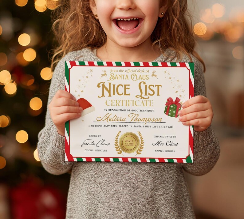 Editable Santa Claus Official Nice List Certificate, North Pole ...