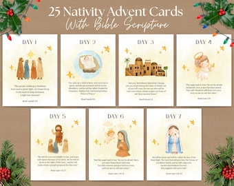 Advent Scripture Cards, Nativity Advent Calendar, Advent Calendar, Scripture Advent Cards, Kids Advent Cards, Bible Advent Cards, Christmas