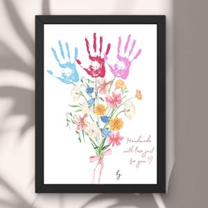 Dia das Mães Dia dos Namorados artesanato arte impressão de mão aniversário atividade buquê floral avó flor DIY crianças crianças criança bebê imprimível lembrança