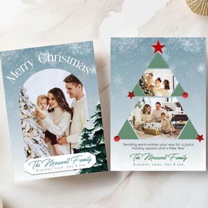 Modelo de cartão de Natal com foto personalizada, design exclusivo para o feriado de inverno, perfeito para saudações em família, ótimo para presentear no feriado