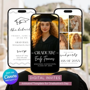2025 Modern Digital Graduation Ceremony Invitation Template, Multiple Photo  Graduation Party Invite, Minimalist College Grad Announcement