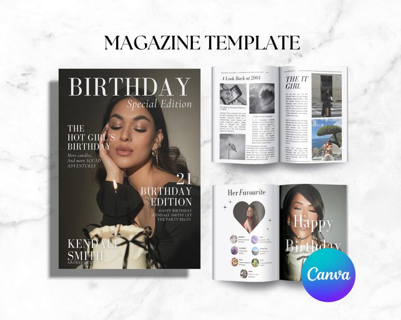 Personalized Birthday Magazine Template, Bestie Sister Gift, Birthday ...