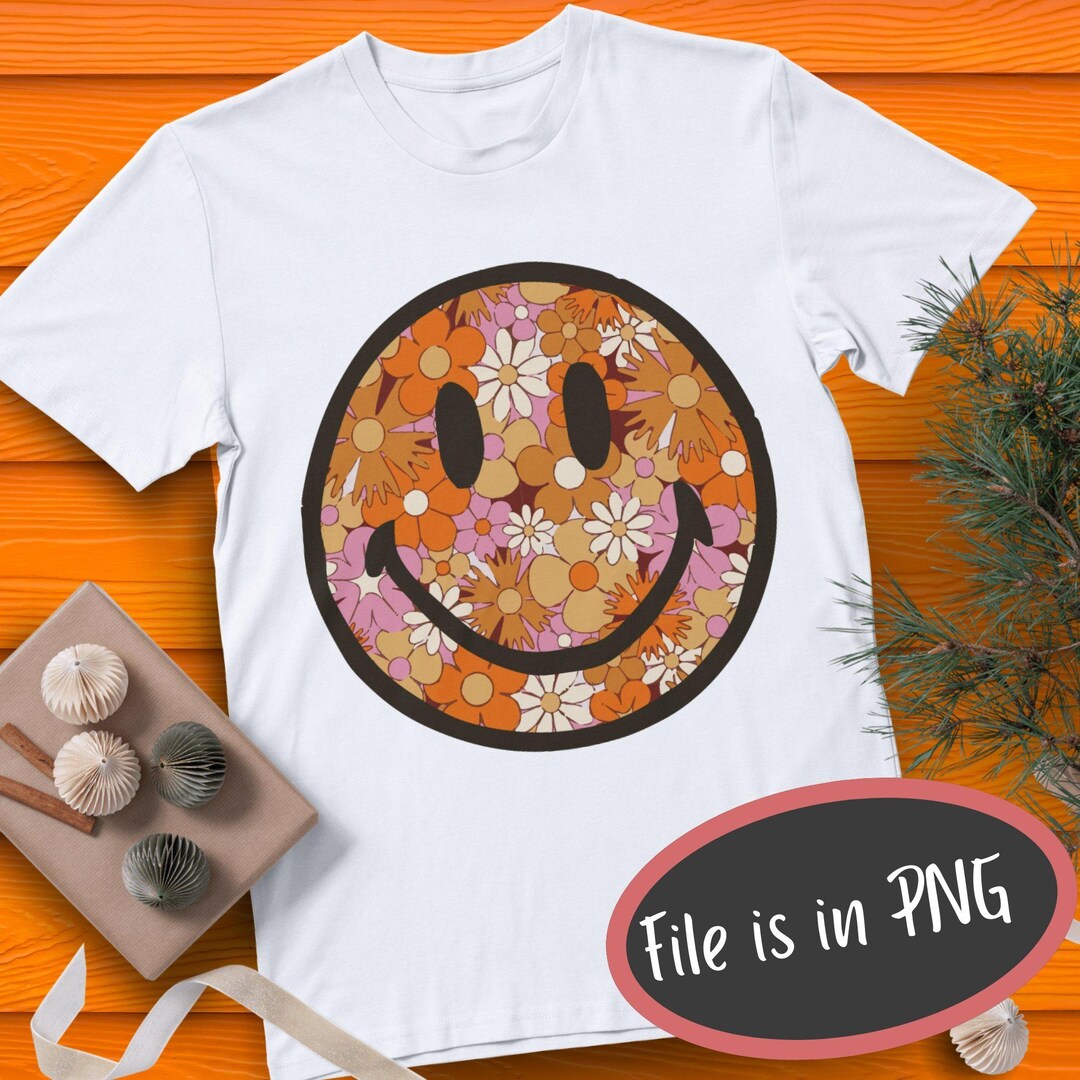 Retro Happy Flowers PNG Vintage Sublimation Distressed Shirt Design ...