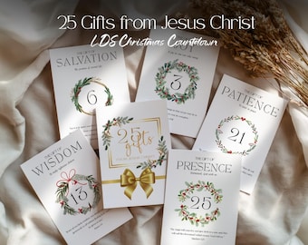LDS 25 Gifts from Jesus Christ - Lds Christmas Gift - Printable - Missionary Gift- LDS Christmas Advent - LDS Christmas Countdown Cards