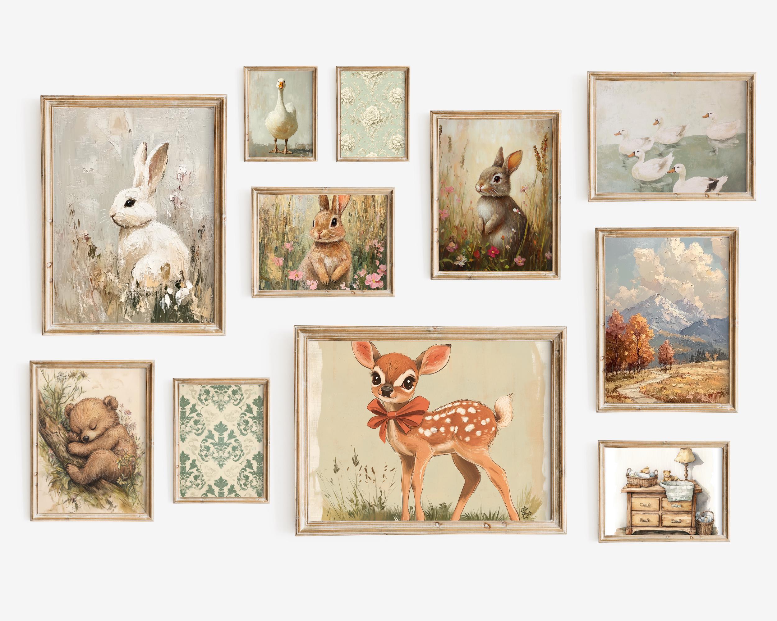 Vintage Nursery Prints -animal Calm Gallery Wall Set -100 Vintage ...