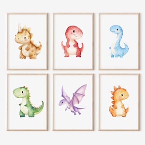 Dinosaur Nursery Prints | Set of 6 | Dinosaur Prints | Dino Posters |  | Dino Nursery Theme | Nursery Wall Art | Dino Nursery Decor