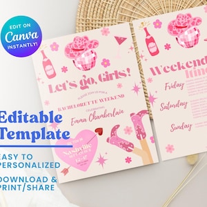 Let's Go Girls Nashville Bachelorette Party Invitation and Itinerary Template, Country, Nash Bash Bachelorette Weekend Invite, Last Rodeo