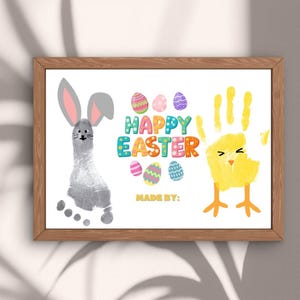 Poussin de lapin / empreinte de main empreinte de main main pied artisanat / houblon joyeuses Pâques / enfants bébé bambin / carte souvenir bricolage