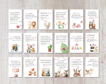 Lunch Box Cards Printable Scripture Cards |  Christian Valentines Day for Kids  |  18 Bible Verse Cards |Preschool Valentines Activity