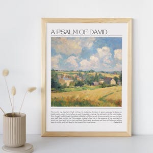 Psalm 23 Scripture Wall Art, Psalm 23 Sign, Christian Home Décor, Faith Gift For Her Him, Bible Verse Poster for Christians Vintage Wall Art