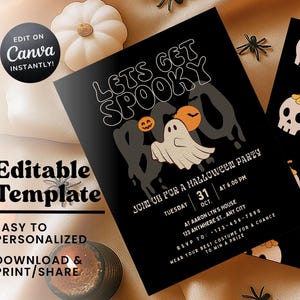 Halloween Party Invitation | Halloween Invitation | Let&#39;s Get Spooky | Costume Party | Instant Download