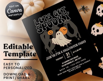 Halloween Party Invitation | Halloween Invitation | Let's Get Spooky | Costume Party | Instant Download
