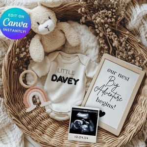 Digital Pregnancy Announcement for Social Media, Editable Letter Board Pregnancy Announcement, Gender Neutral Announcement, Instant Download