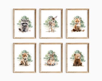 Carta da parati fotomurale acquerello animali foresta bosco arte 355 - cameretta bambini ragazzi bambina - tnt 480 x 320 cm adesiva | Leroy Merlin