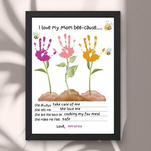 Jardín imprimible para el Día de la Madre / Recuerdo de huellas de manos para niños / Recursos para maestros y padres / Manualidades para niños de preescolar y jardín de infantes