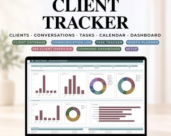 Client Tracker Spreadsheet for Google Sheets, Small Business CRM Template, Customer Database, Task Tracker & Follow Up Log, Sales Planner