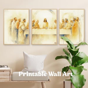 The last Supper, Christian Faith Shepherd, Bible Renaissance Wall Art, Leonardo Da Vinci Parable LDS Home Decor, Jesus Set of 3