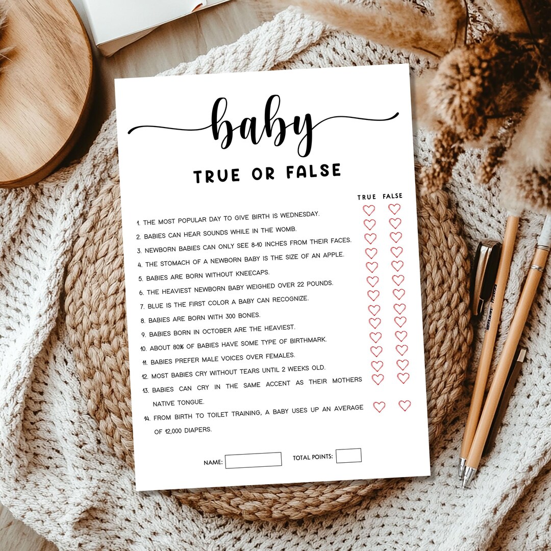 Baby Shower Game True or False | Baby Shower Games Printable | Oh Baby ...