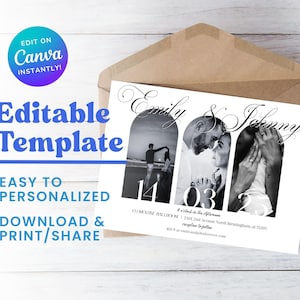 Wedding Invitation Template Photo Collage | Wedding Invitation with Photos | Wedding Template | Wedding Invitation Digital Download