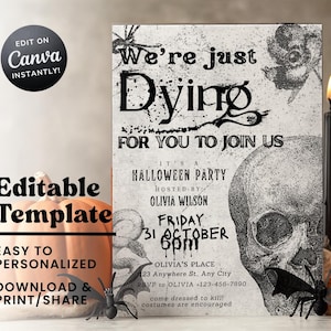 Modello di invito di Halloween vintage, download digitale, invito di Halloween stampabile per adulti, invito per festa di Halloween, download immediato