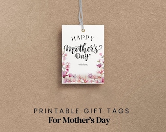 Happy Mother's Day Editable Tag, Printable Mothers Day Tag Gift Tag Mother's Day Tag Peach Floral Instant Download