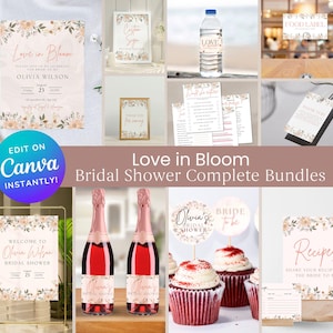 Love in Bloom Bridal Shower Bundle, Love in Bloom Bridal Shower Invitation, Spring Bridal Shower, Bridal Shower Decor, Editable Template