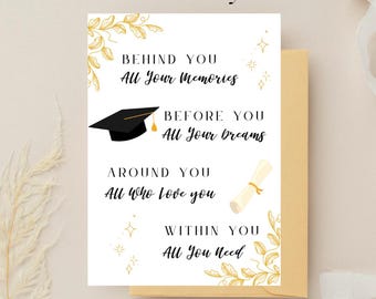 Printable Graduation card, Inspirational Congratulations quote, Digital Download DIY pdf, College High school graduation card, Class of 2025