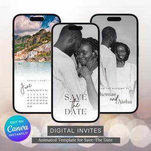 Digital Save The Date Template, Editable Template Download, Photo Save The Date Calendar, Minimalist Wedding Save The Date Video Invitation
