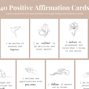 Affirmation Cards Printable | Vision Board Manifestation | Positive Quote Flash Cards For Women | Self Esteem | Self Care Gift | Self Love