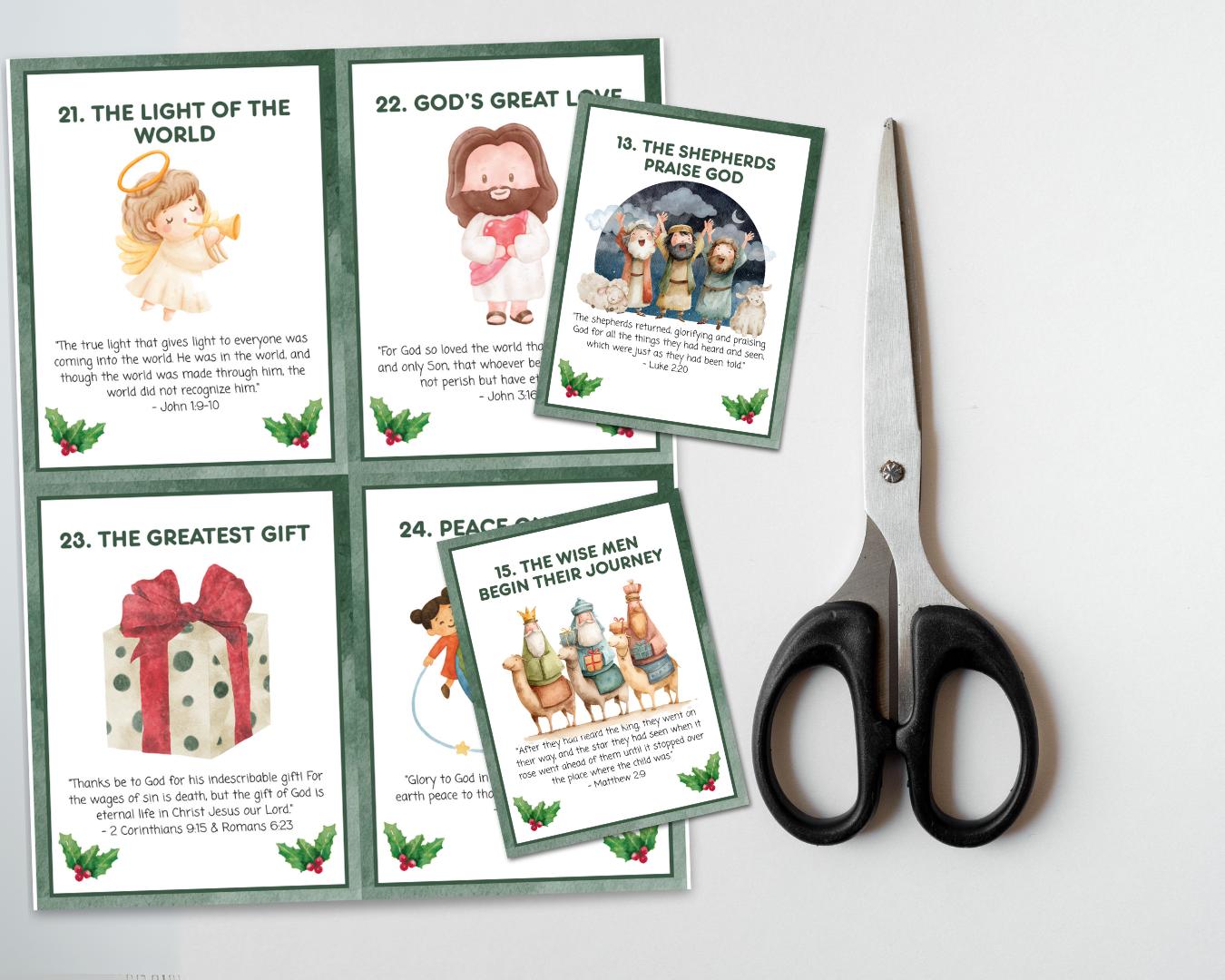 Advent Calendar Cards Christmas Nativity Story for Kids, Scripture ...
