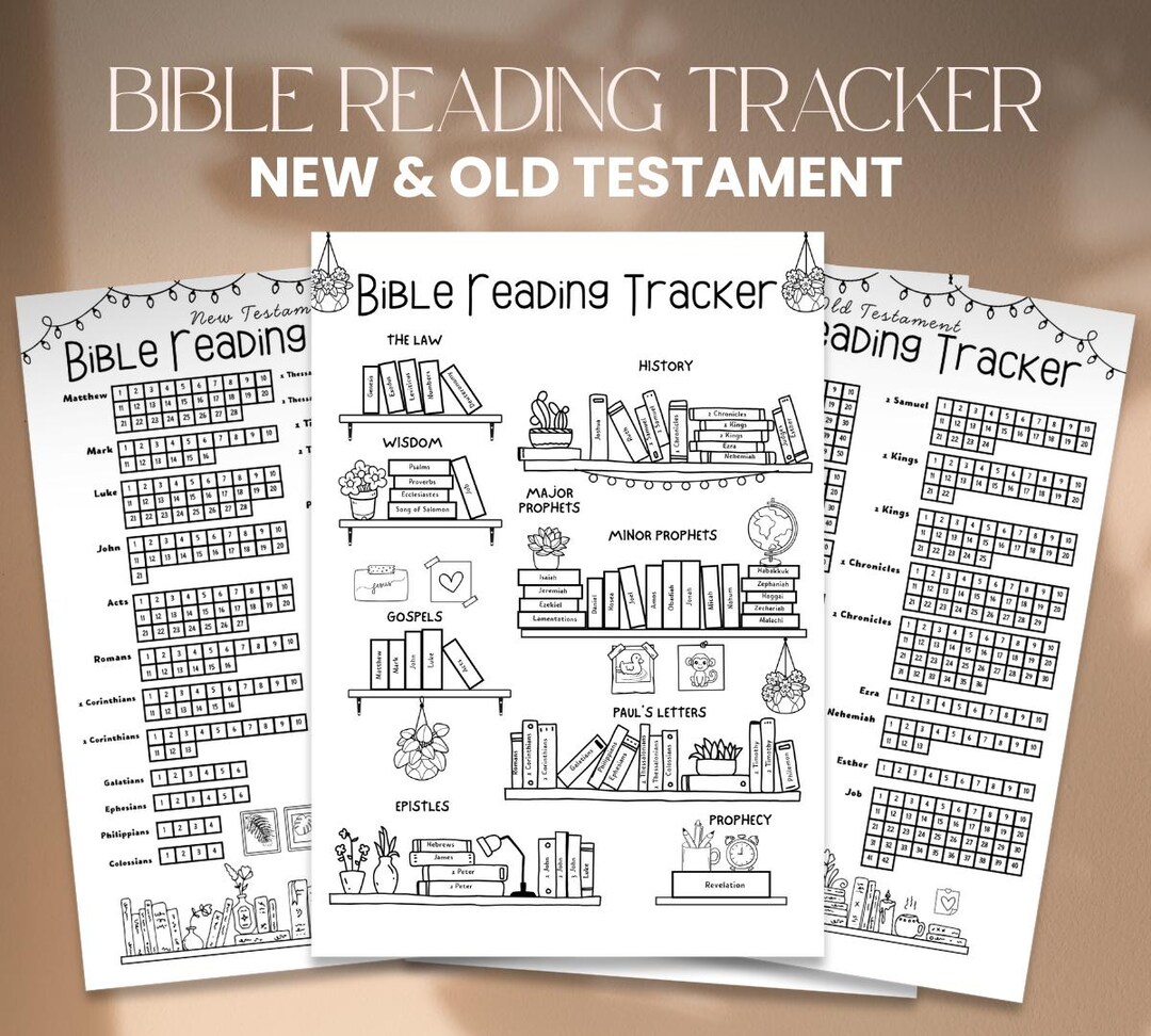 Bible Reading Tracker With Books of the Bible, Bible Study, Bible ...