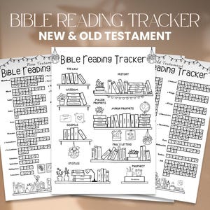 Bible Reading Tracker with Books of the Bible, Bible Study, Bible Chapter Log Printable Christian Coloring | New Testament | Old Testament