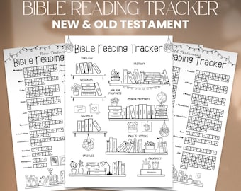 Bible Reading Tracker with Books of the Bible, Bible Study, Bible Chapter Log Printable Christian Coloring | New Testament | Old Testament