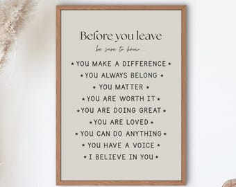 affirmation wall art for kids | printable wall art | positive classroom wall art | kids room decor | inspirational classroom decor