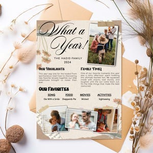 Year in review Christmas card template, Year in review holiday card, 2024 monthly overview, Pictures, Corjl Year in review template monthly