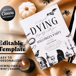 Vintage Halloween Invitation Template, Digital Download, Editable Instant, Canva, Printable Halloween Party for Adults, Halloween Invite