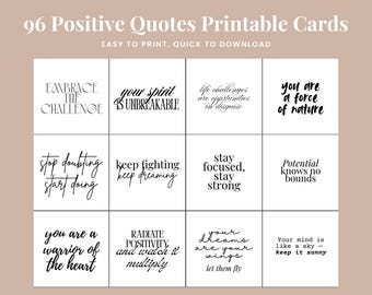 Printable Inspirational Quote Cards: Motivational Desk Decor, Positive Affirmations and Kindness Notes