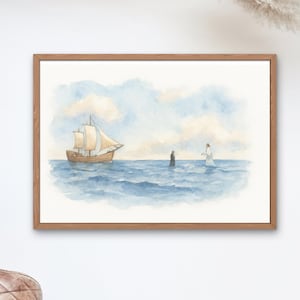 Walk on Water (Peter and Jesus), Bible Sketches, Bible Art, WALL Art, Jesus Art, DIGITAL PRINT!!