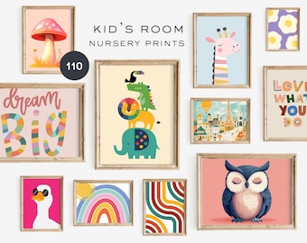 110 Kinderzimmer Poster | Spielzimmer Dekor | Wand Kunst Set |  Kinderzimmer Kunst | Kinderzimmer Wand Kunst | Skurril | Eklektische Kunst | DIGITALER DOWNLOAD