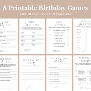 Jogos de aniversário para ela Family Feud Cartões de desejos de aniversário Jogos de festa de aniversário para adultos para impressão Quem conhece a aniversariante Melhor aniversário