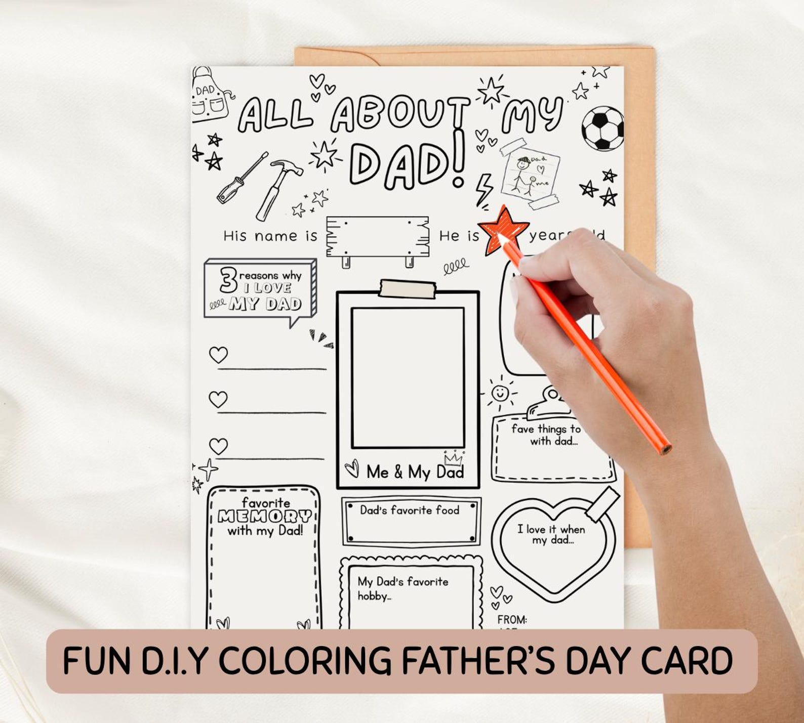 All About My Dad Printable Fathers Day Questionnaire Dad Gift From Kids ...