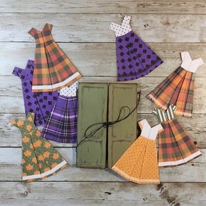Little Origami Dress Autumn Junk Journal Ephemera Digital Kit - Perfecto para álbumes de recortes y tarjetas **Bonus freebie Little Green Armario**