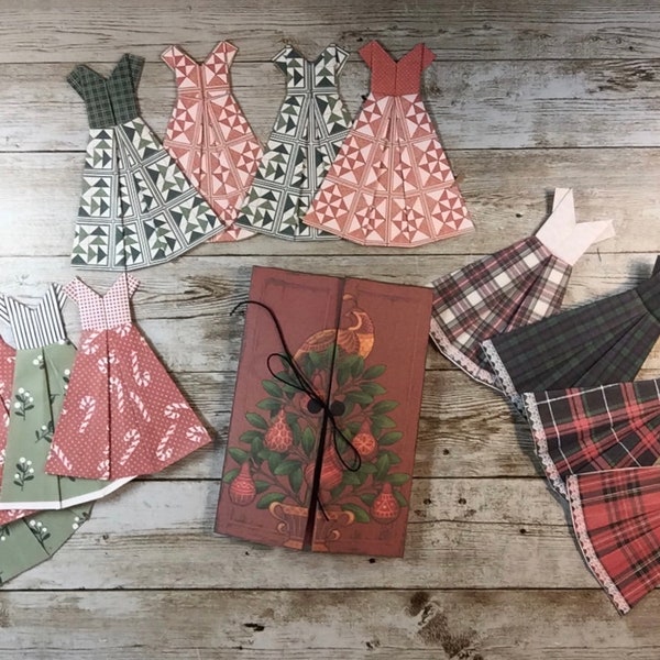 Partridge Wardrobe and 12 Little Origami Christmas Dresses Digital Kit