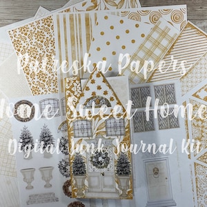 HOME SWEET HOMES Kit libretto diario di cianfrusaglie Golden Glitz Little Houses Patreska Papers