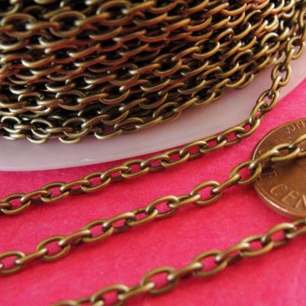 32  feet of Antiqued Brass finished oval cable chain, 3.9mmx2.8mm CHN803