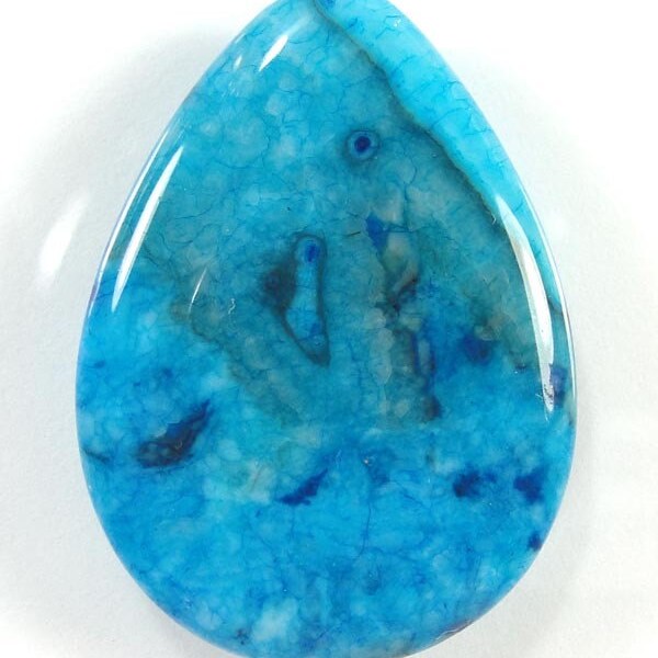 BLUE LARIMARE Crazy Lace AGATE Gemstone Teardrop Pendant Bead 6019